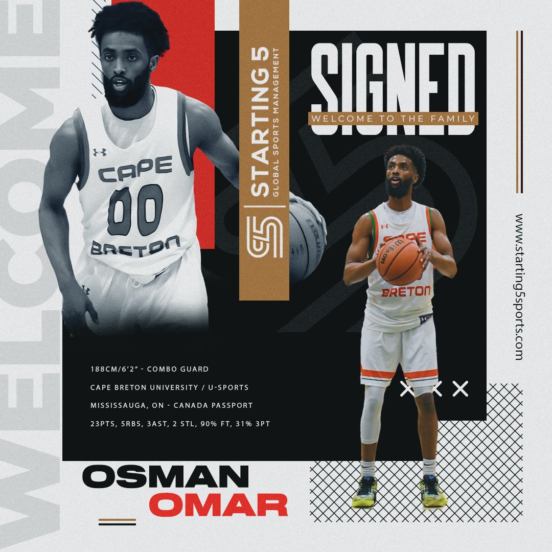 S5 welcomes to the agency combo guard extraordinaire, top 4 scorer and Player of the Year Nominee in U Sports Canada 2023, Osman Omar! 🤝✍️🏀