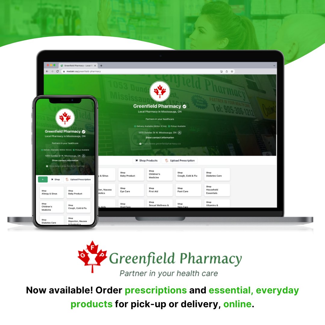 Now available at Greenfield Pharmacy located in Mississauga, Ontario!

Visit the pharmacy page: medaki.ca/greenfield-pha…

#pharmacy #software #local #online #delivery