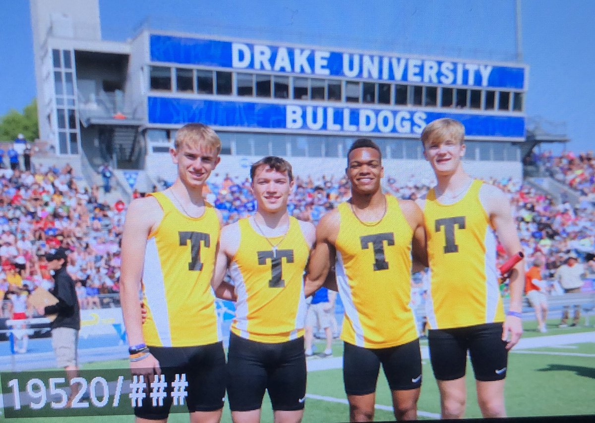 The Tipton boys’ sprint medley team of Jacob Barton, Brody Deerberg, Griffin Naderman, and Zeke Graves finished 12th in Class 2A with a time of 1:36.58. <a href="/TiptonTigersCSD/">Tipton Community School District</a> <a href="/JodyGlubka/">Coach G</a>