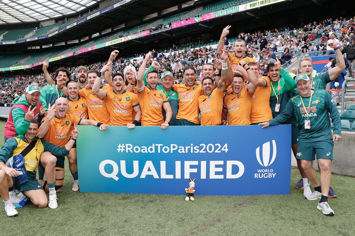 Hard work pays off! 🎖👏 Congratulations to the #Aussie7s Men’s for Qualifying for the Paris 2024 Olympics! 📺 @beinsports_aus @kayosports #Aussie7s #france7s @isps_handa