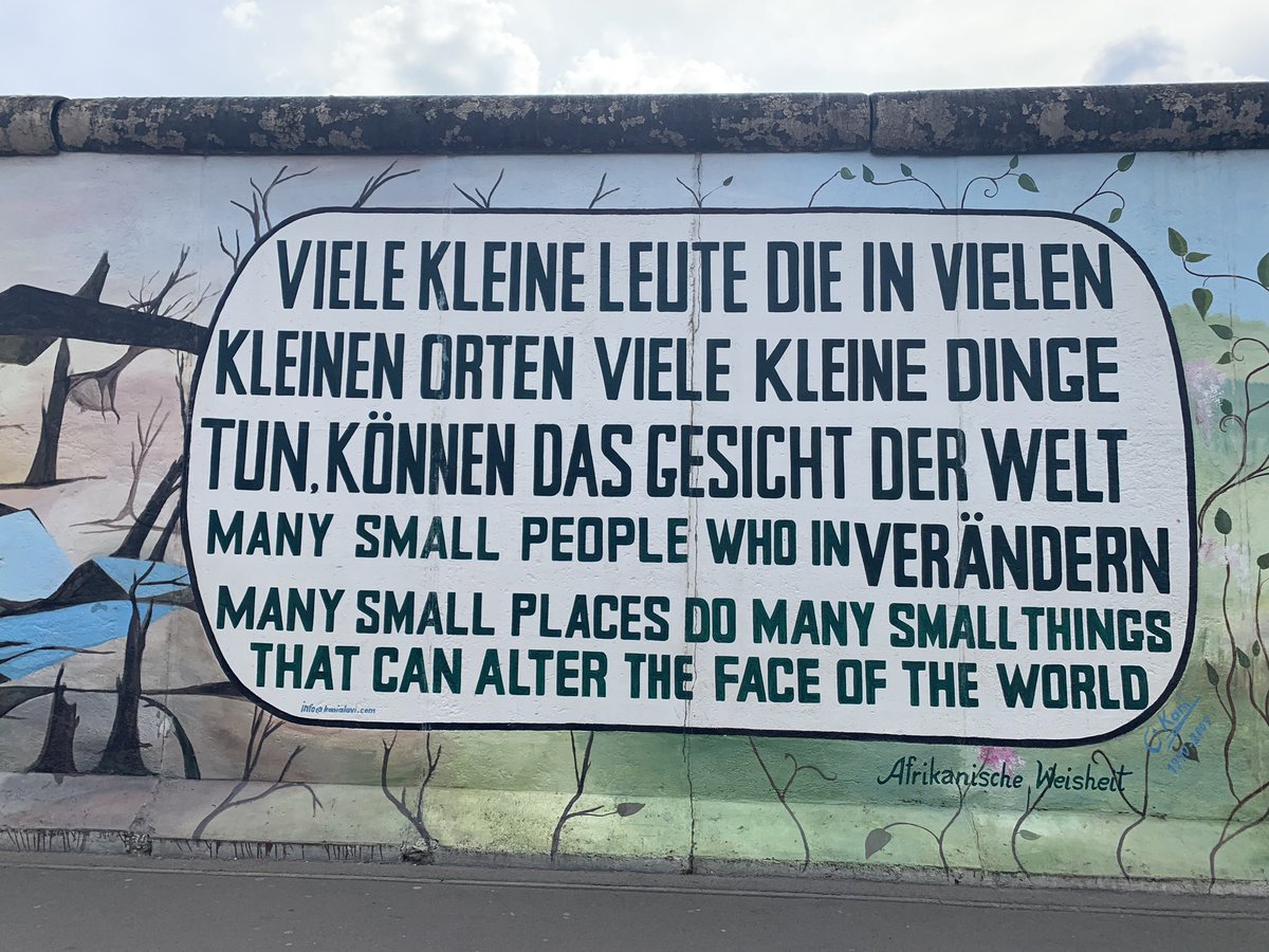 lisa_stephenso's tweet photo. This week I’m in Berlin with colleagues from 6 partner countries piloting our @ArtedEu resources with #teachers &amp; parents. 
Visiting the East Side Gallery, Berlin Wall, I am reminded of the power of #art as communication. Arted aims to bring #creative arts back into #education https://t.co/Igq098YcCL