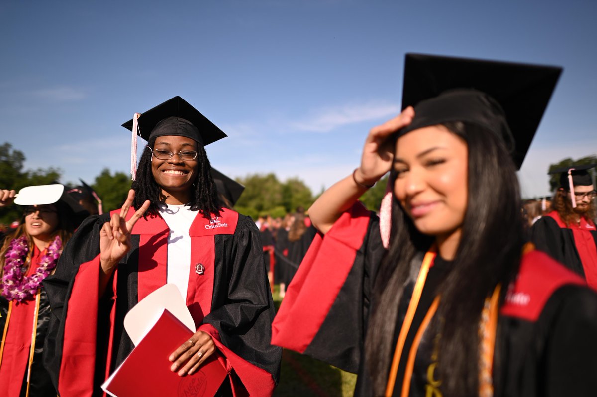 ChicoState's tweet photo. We are ready to celebrate the College of Humanities and Fine Arts and the College of Natural Sciences Commencement Ceremony this morning at 9 a.m. Watch the ceremony livestream at https://t.co/FsT7VjeKo3 #ChicoStateGrad πππΎ https://t.co/wglncEuqYs