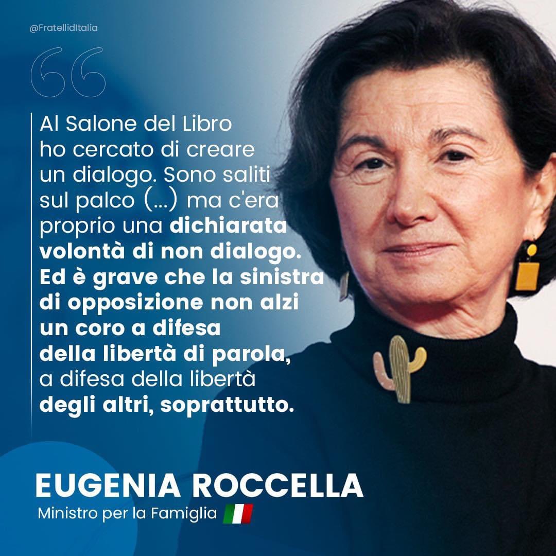 🔵 Sui fatti di Torino, grave che la sinistra non abbia speso una sola parola a difesa della libertà d'espressione.