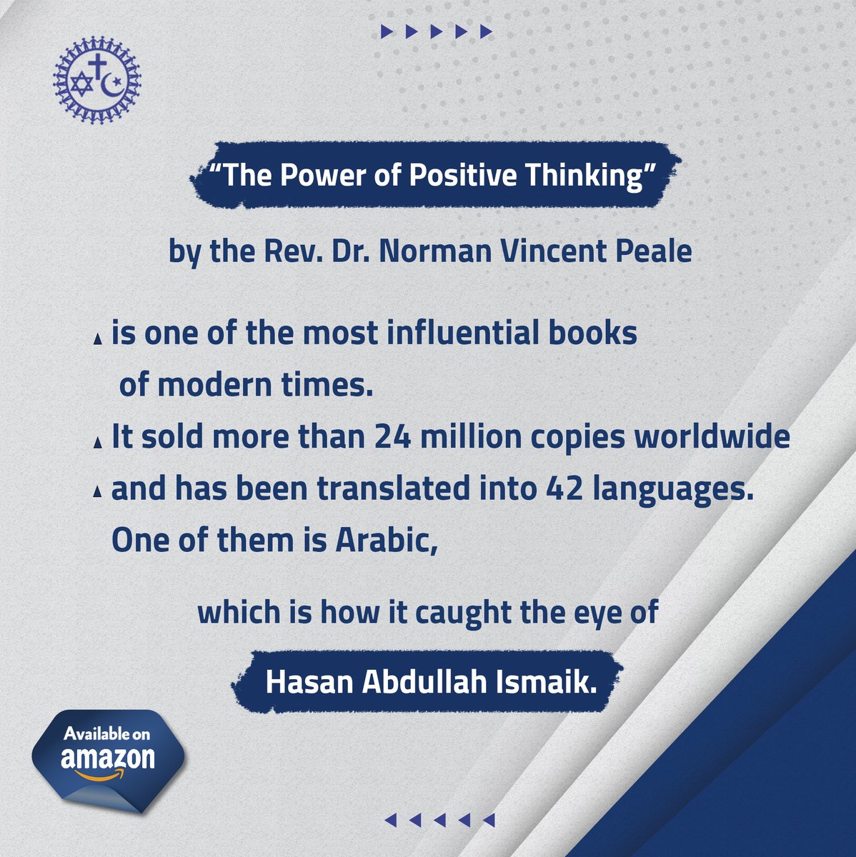 If you have a desire to share the positive impact of a book with others, consider 'The Power of Positive Thinking' new edition, available now on #Amazon 👉 : amzn.to/3ek46TI

#NormanVincentPeale - #HasanIsmaik - #Interfaith - #Christianity - #Judaism