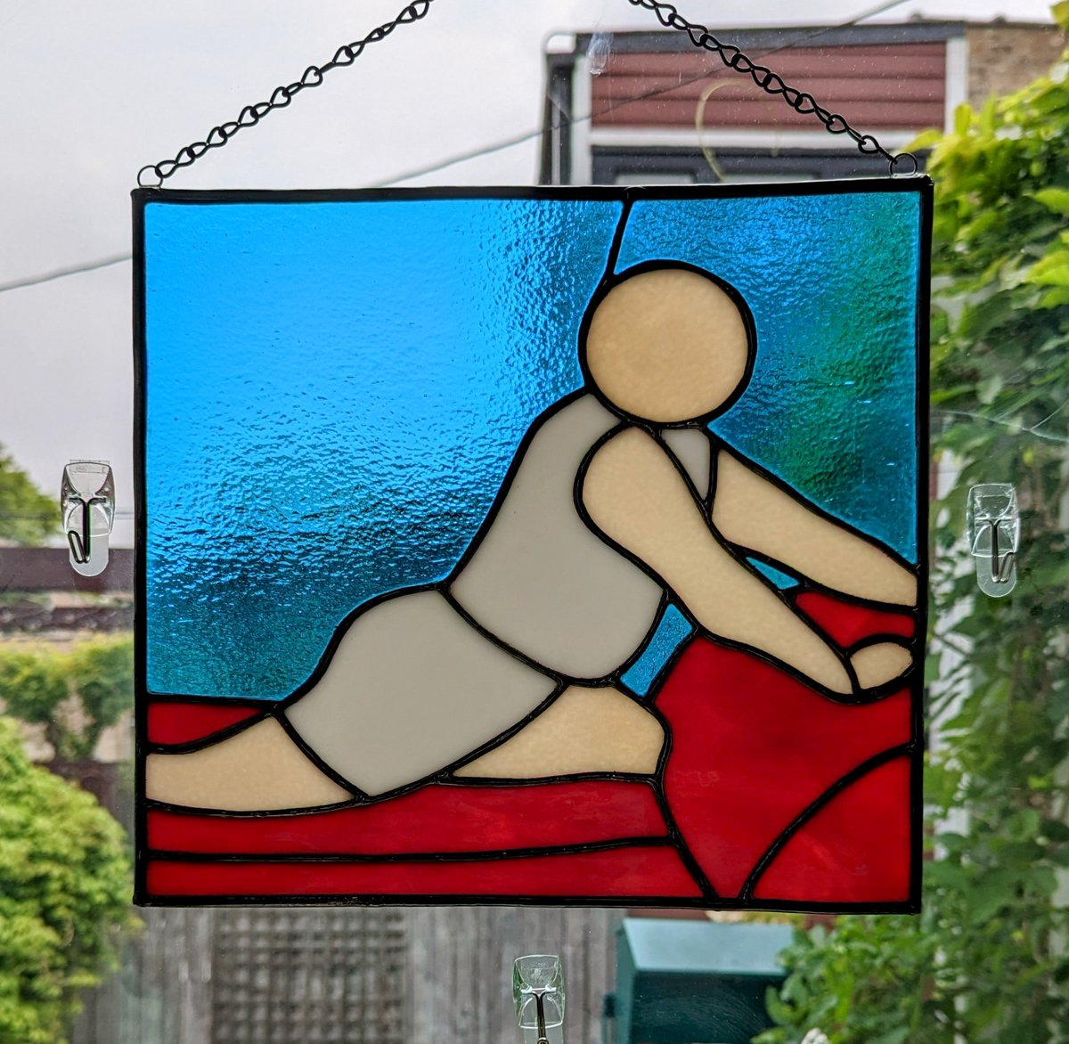 TouchG1ass's tweet image. Sexy Costanza commission, completed. Making the dumbest possible shit in stained glass is my true calling.