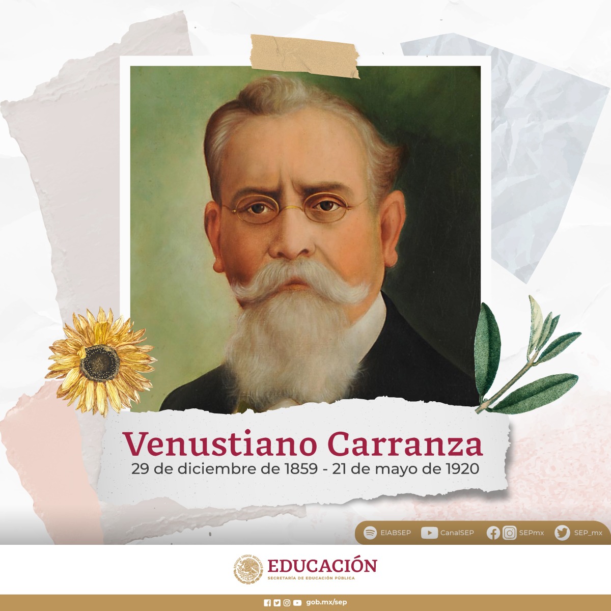 Conmemoramos el aniversario luctuoso de Venustiano Carranza. Él formó parte del movimiento antirreeleccionista de Madero, fue presidente de México y además, en 1917, promulgó la Constitución Política de los Estados Unidos Mexicanos.