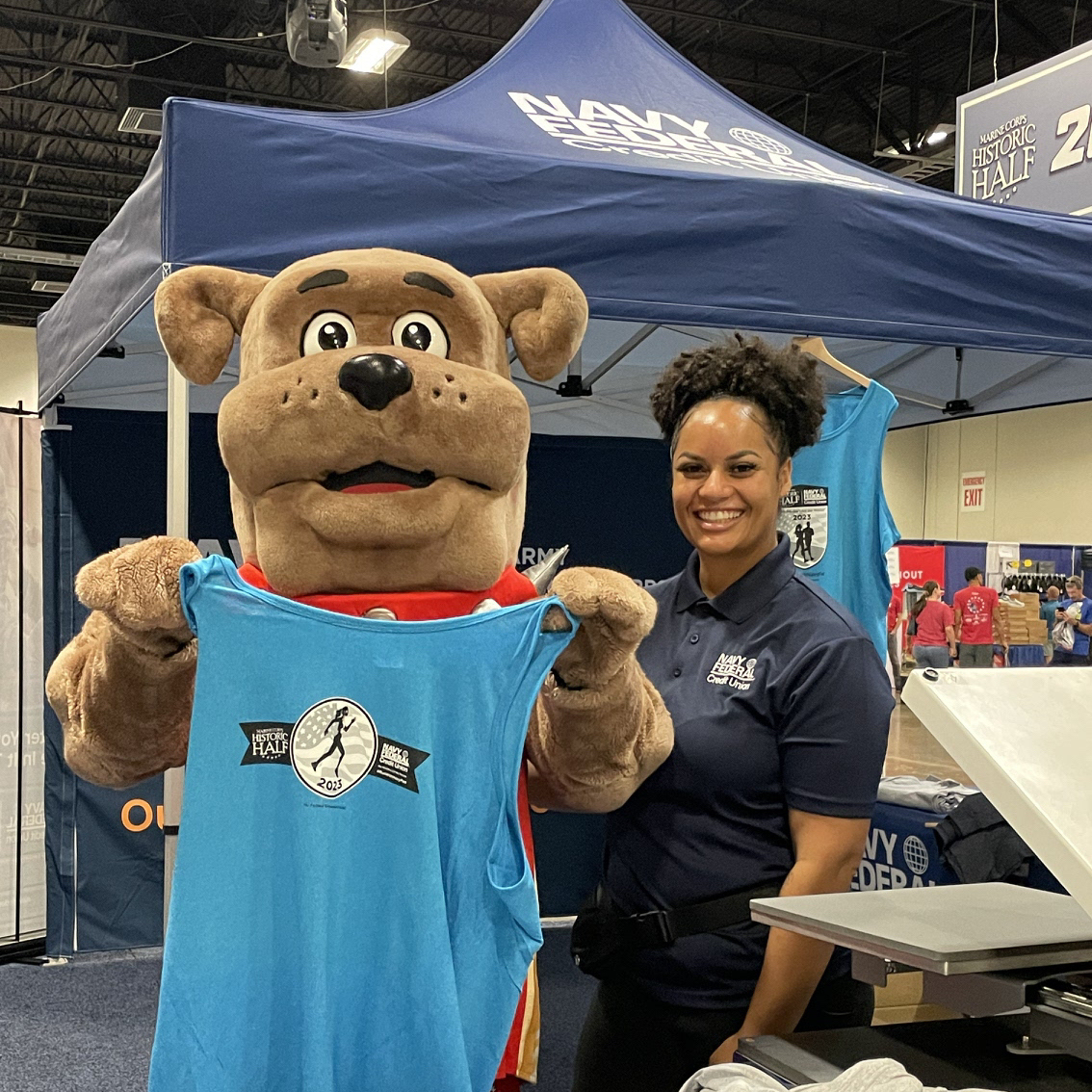 NavyFederal's tweet photo. Thanks for stopping by the @marine_marathon expo for the #HistoricHalf! Now we’re ready to #RunWithTheMarines🏃

#RunWithNavyFed https://t.co/DLaDpc8H19