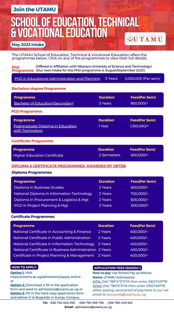 Discover new heights in education &amp; advance your career at our School of Education, Technical &amp; Vocational Education. 

Join our esteemed institution this May and unlock your potential.

Submit your application now &amp; take the first step towards a brighter future.