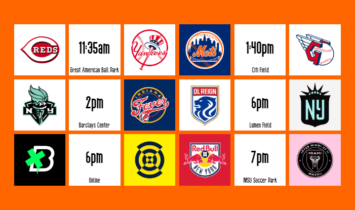 📅GAMEDAY📅

⚾️ @Yankees at 11:35pm (Away)
⚾️ @Mets starting at 1:40pm (@CitiField) DH
🏀 @nyliberty at 2pm (@barclayscenter)
⚽️ @GothamFC at 6pm (Away)
🖥️ @Subliners at 6pm (Online)
⚽️ @NYRBII at 7pm (MSU Soccer Park)

#RepBX #LGM #SeafoamSZN #YERRRR #StandClear #NYRBII