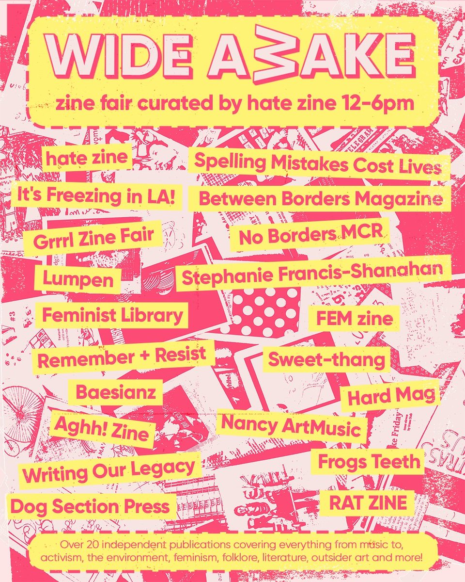 aghhzine's tweet photo. 😎 Our first market next weekend is at a zine fair hosted by @hatezine at @wideawakeldn
✨ On Saturday 27th May from 12pm - 6pm☀️
With 20 incredible independent publishers and artists 🫶🏾
Get #zines, #books, #prints, merch, t-shirts and more!
#hatezine #wideawake #zinefair https://t.co/pvSmj0fdT8