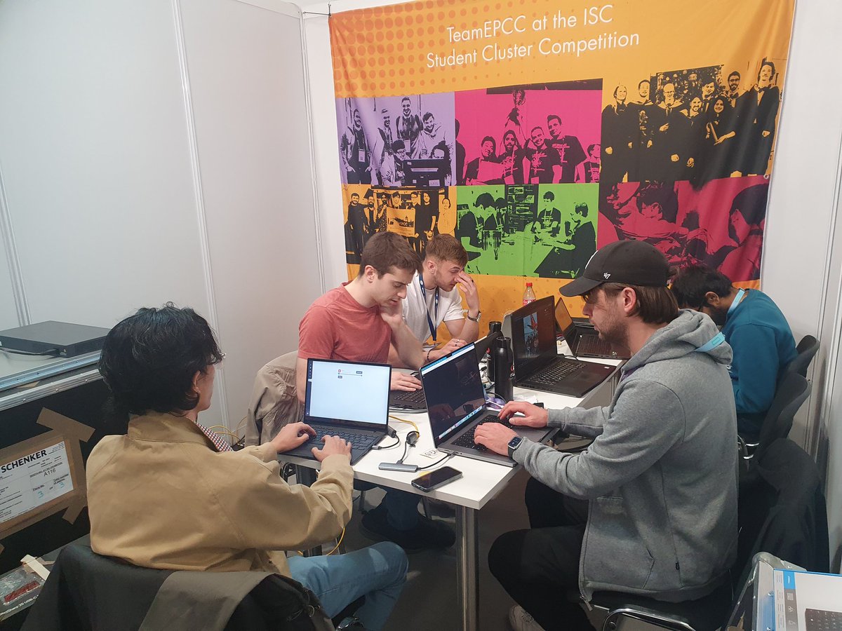 teamepcc's tweet photo. A diverse team coming together from distant places in the world, in order to achieve something great. 😍🤩

Team EPCC at the #isc_scc! Thanks to @ISChpc for the invitation and to @HPE_Cray for their support!

#isc23 #hpc https://t.co/0NlWRzm6T7