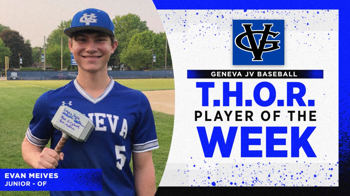 GenevaHardball's tweet photo. Congrats to @evanmeives, this week’s T.H.O.R. Player of the Week for his effort, attitude and performance this week in practices and games! #THOR #OwnYourOAR #TeamFirst https://t.co/ZW8yZDpwYt