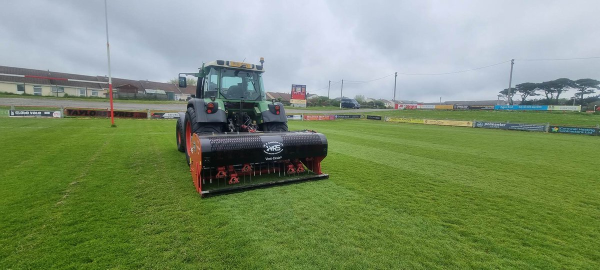 A busy week this week. 2 passes on both pitches @RedruthRugby and Vertidrained to 10' with 24mm tines EOS renos complete #letitgrow @thegma_ @RFURugbyGrounds @jonners138. @sup_falmouthafc Hollow coring Vertidrained disc seeded 4 ways and #multigreenmagic @HeadlandAmenity on all