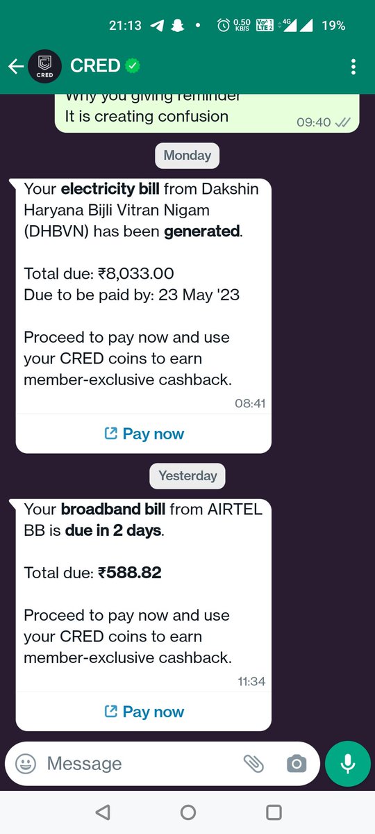 manishkumar1072's tweet photo. @CRED_club #cred Poor AI BY CRED ALWAYS ASKING FOR PAYMENT WHAT WAS ALREADY PAID .
CONFUSING #INDIANPOPULATION #citizens #india  @FinMinIndia https://t.co/gsVT3F5nmR