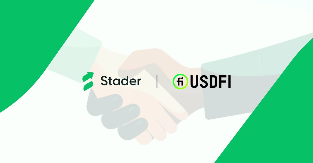 🤝 @Stader_BNB has partnered up with @Stable_USDFi to broaden their DeFi offerings and enhance the value provided to their users.

🏦 #USDFi is crypto’s first and only Universal Banking Protocol and DeFi’s multichain native banking layer.

🔽 VISIT
usdfi.com