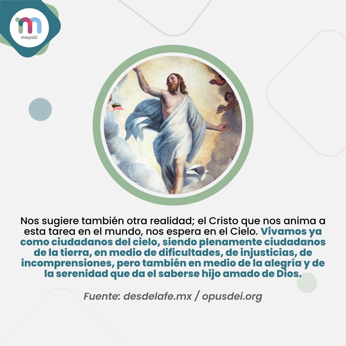 Solemnidad de la Ascención del Señor

La Fiesta de la Ascensión del Señor se celebra tradicionalmente el Jueves de la Ascensión, cuadragésimo día después de Pascua. Sin embargo, en muchos lugares del mundo, transfieren la fiesta al domingo siguiente.

#ColegioMeyalli #Solemnidad