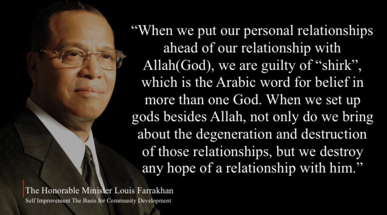 MosqueMaryam's tweet photo. “When we set up gods besides Allah, not only do we bring about the degeneration and destruction of those relationships, but we destroy any hope of a relationship with him.” @LouisFarrakhan— @GodDMuhammad #NOISunday https://t.co/VylRdM11eF