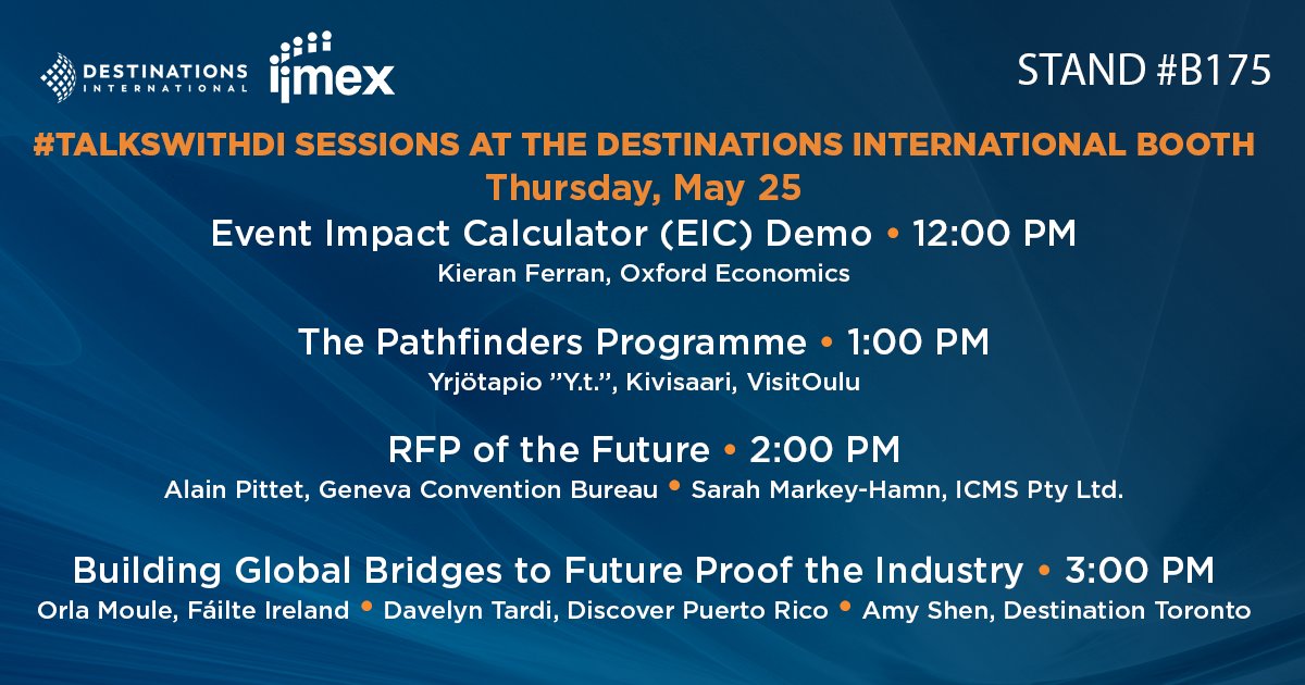 destintl's tweet photo. Join Destinations International at our IMEX Frankfurt stand at B175 for #TalkswithDI. https://t.co/3zWsfwrmCB