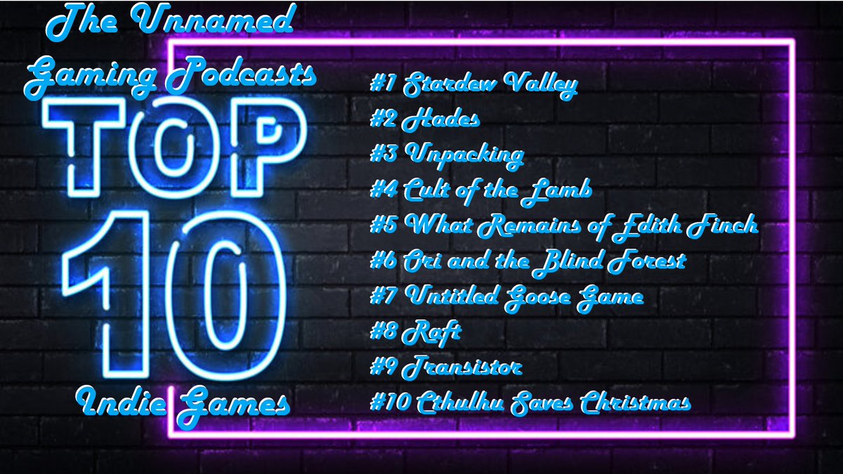 We discussed our personal top 10 indie games, then compiled them to create a TUGP top 10! Do any of these make your top 10?
#stardewvalley #hades #unpacking #CultoftheLamb #whatremainsofedithfinch #oriandtheblindforest #untitledgoosegame #raft #transistor #cthulhusaveschristmas