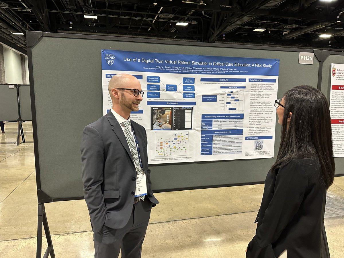 @PhillipJGaryMD at #ATS2023 describing our work designing a user friendly interface for our digital twin critical care education tool using internal medicine resident feedback @lucrezia_rovati Amos Lal @metriccertain @MayoPCCM