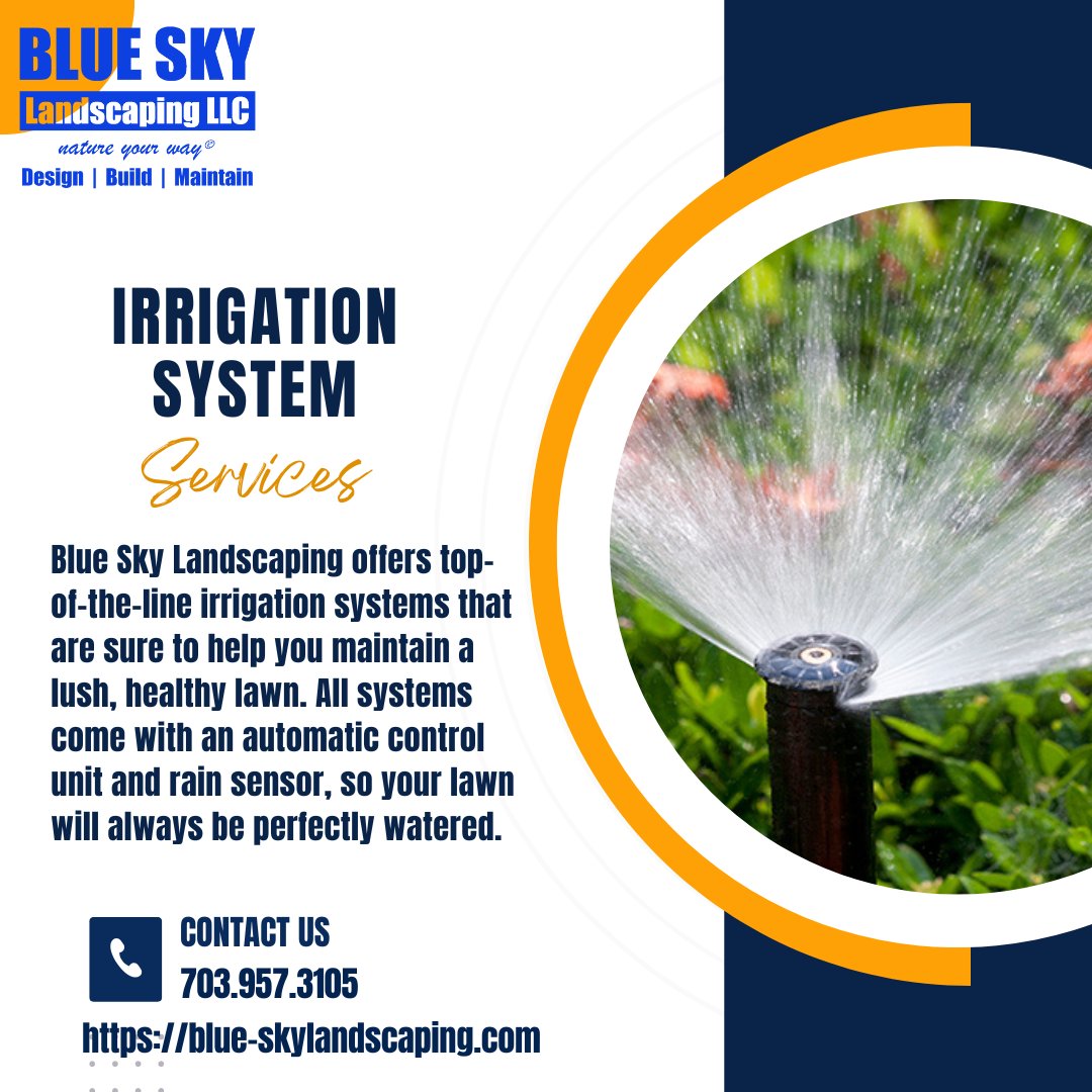 BlueSkyLScaping's tweet image. Keep your lawn lush and green with our irrigation services. Let our experts customize a system for your property. Don’t wait, call us today for a free consultation. 
 
☎️703 957-3105
#irrigationsystem #irrigation #irrigationsolutions #irrigationtechnician #irrigationdesign