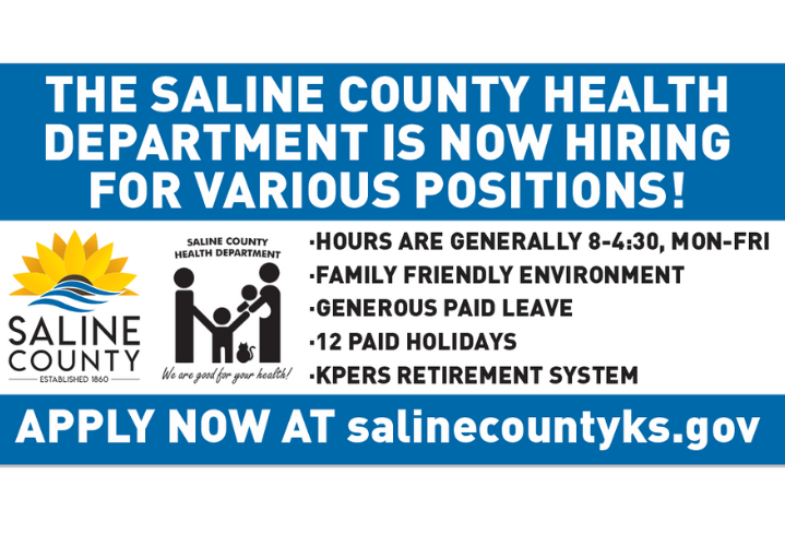 Join our Team as a Home Health RN.  20, 24 or 40 hour opportunities to be arranged in a variety of shifts.
Apply at salinecountyks.gov
