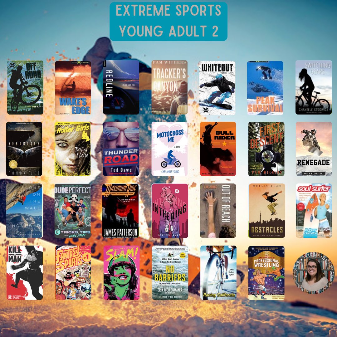 What ru in the mood to read? Check out these #extremesports #bookrecommendations for #MG and #YA Adult is added in the link in my bio! #librarytwitter #booktwitter #librarian #librarians #bookrecommendation
