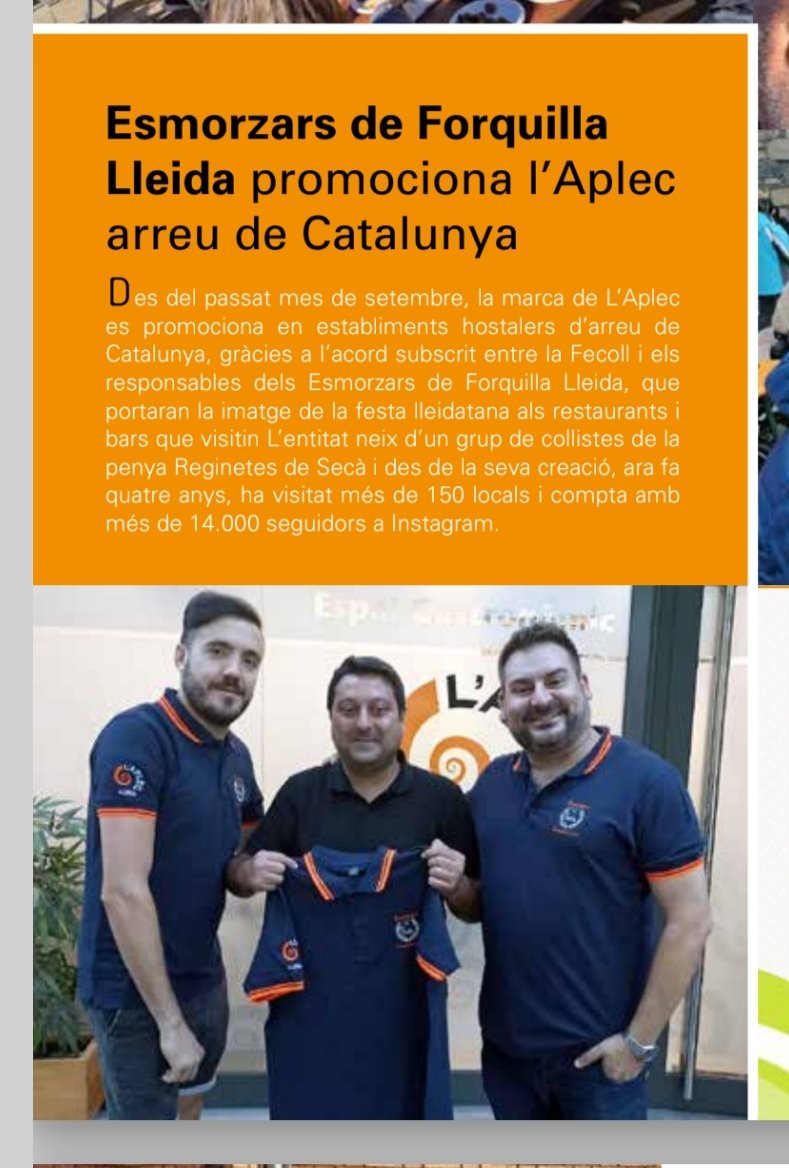 Sempre és un honor sortir en una revista de solera Lleidatana, com és la de <a href="/AplecCaragol/">Aplec Caragol Lleida</a> i fer difusió de la meva passió per la gastronòmia i de la colla <a href="/Reginetesdeseca/">Reginetes de secà</a> d'Almatret, que tinc el prestigi de presidir🐌💚

Pots descarregar la revista a👇🏻 aplec.org