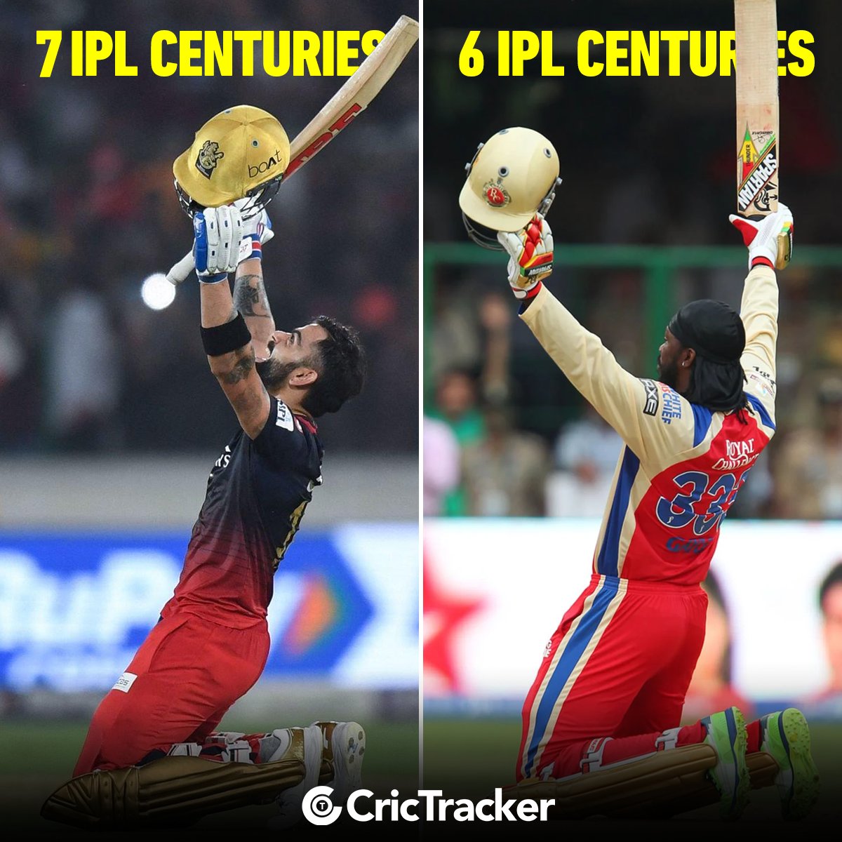 Cricketracker's tweet photo. Virat Kohli breaks Chris Gayle's record for the most centuries in IPL.

📸: IPL/BCCI https://t.co/YsJGMX0vDE