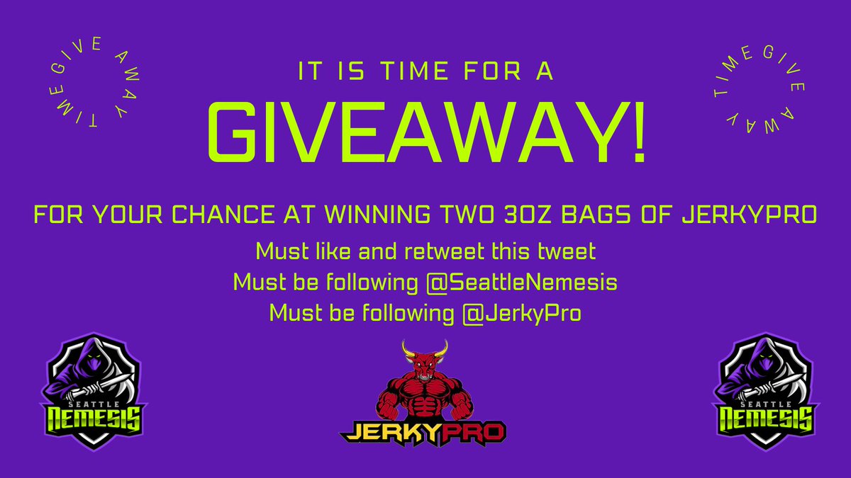 GIVEAWAY TIME <a href="/simulationfl/">Simulation Football League</a> NATION!

For your chance to win some free <a href="/JerkyPro/">JerkyPro</a> you:

Must Like and Retweet this Tweet
Must be following @SeattleNemesis 
Must be following <a href="/JerkyPro/">JerkyPro</a> 

We will be spinning a wheel for a winner on Friday 5/26 live at 7:00 PM EST!

#SEALovesJerky