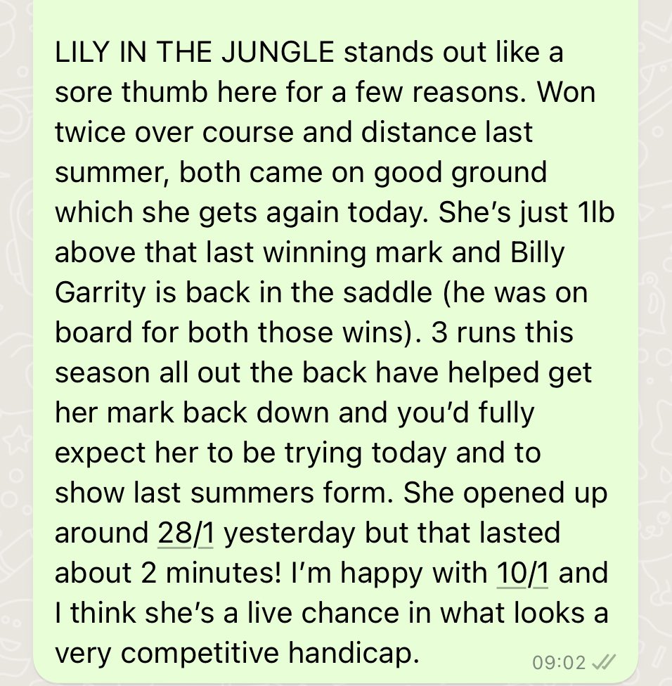 TAKracingadvice's tweet photo. Found the winner in the @Handinapcomp with LILY IN THE JUNGLE at 16/1 and tipped up to TAK members 💥 https://t.co/JOAUAGV09b