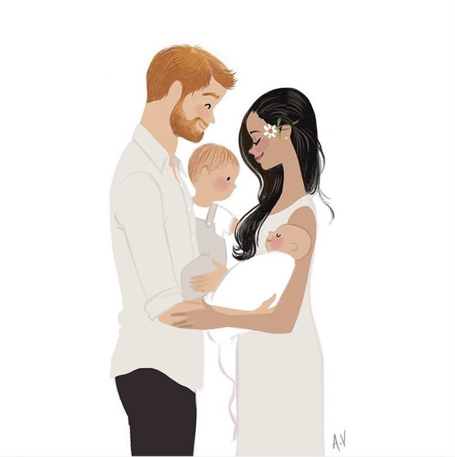 I found this fan art somewhere on the Internet and it stole my heart 💗 #HarryandMeghan #HarryandMeghan5 #PrinceHarry #MeghanMarkle #thesussexs #sussexsquad #truelove #royalty #archie #lilibet