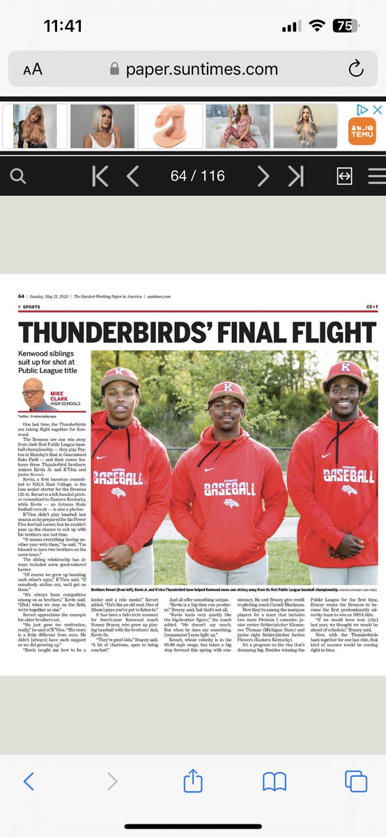 I caught up with Kenwood baseball’s Thunderbird brothers ahead of the Public League final for a story in today’s Sun-Times:
<a href="/KvionTbird05/">K’Vion Thunderbird</a> <a href="/KevinThunderbi1/">Kevin Thunderbird Jr</a> <a href="/KevariThunderb1/">4theticket</a> <a href="/CPLAthletics/">Chicago Public League Athletics</a> @ChiPLBCA <a href="/KenwoodSports/">Kenwood Academy Sports</a>