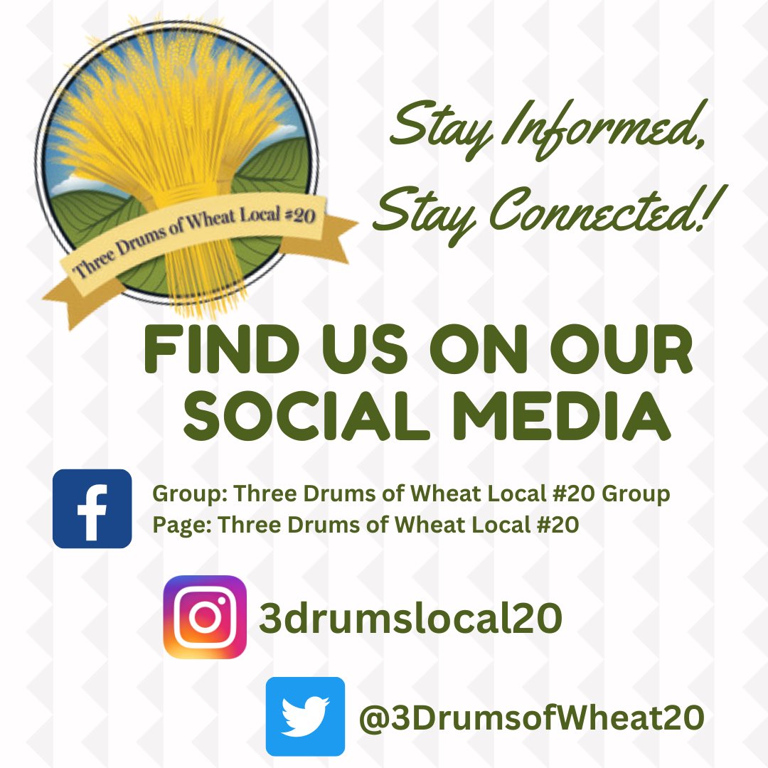 3DrumsofWheat20's tweet photo. Creating new opportunities to stay informed for members of our local! Like, share, retweet, join and follow! https://t.co/vGs0A3HWaf