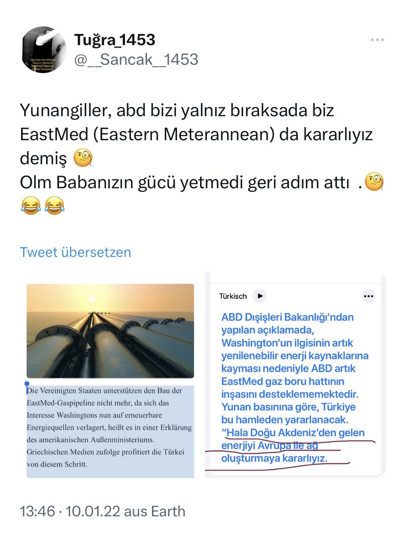 ENİ CEO’sunu bilmem ama, ben 2020 den beri EASTMED işi yaş iş, gelip biat edeceksiniz demiştim.!! Biz sizin o hayallerinizi Libya/ ile çöp ettik 😎

Geleceksiniz tıpış tıpış geleceksiniz.☝️
Gelip biat edeceksiniz.
BİZ İSTEDİĞİMİZİ ALMADAN, BÖLGEDE KİMSE İSTEDİĞİNİ ALAMAYACAK.