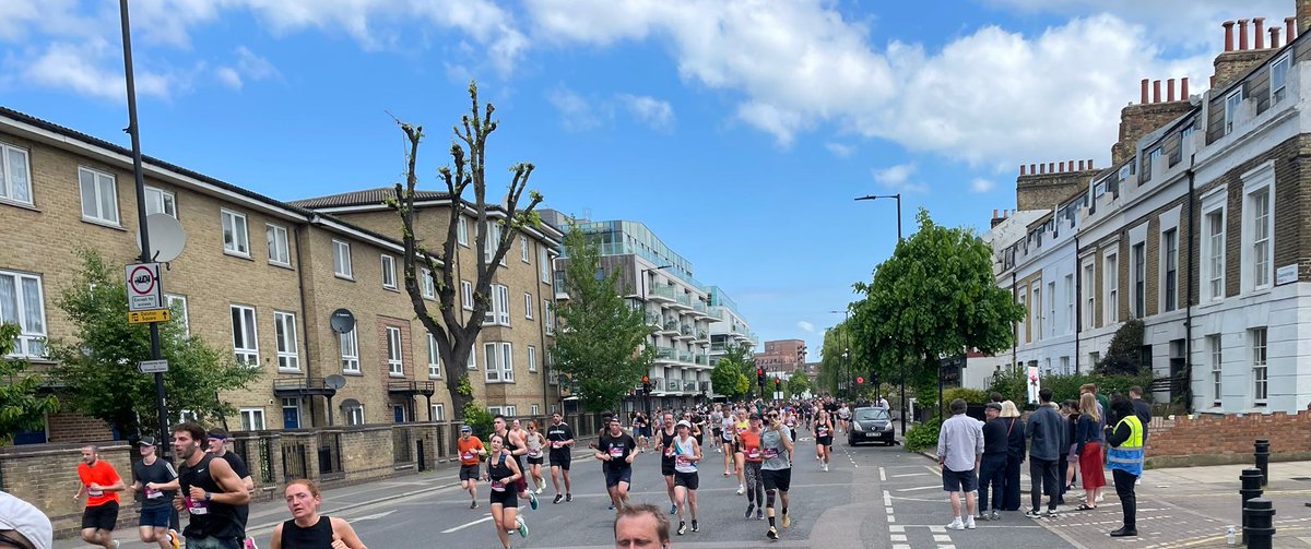 Delighted to run the #HackneyHalf today.  Lovely to see Hackney's streets being entirely taken over by 20,000 people on foot for the morning, and that was just the runners. More of this sort of thing!