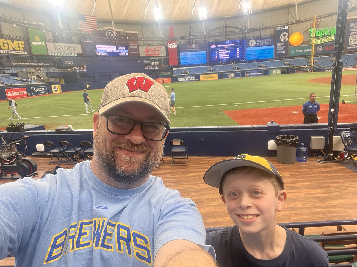 Gabe bringing his 4-0 <a href="/Brewers/">Milwaukee Brewers</a> record on the road to Tampa today. Go Brewers!