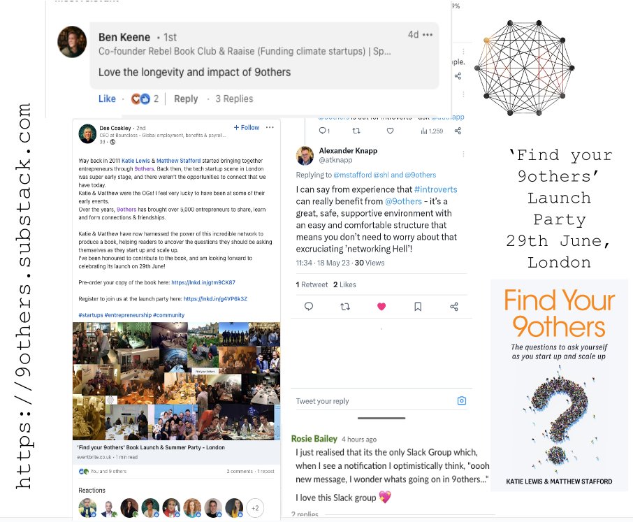 Love this #community

‘Find your <a href="/9others/">9others</a>’ Book Launch &amp; Summer Party.

29th June, London.

Summer &amp; book party details here and signup - findyour9others.eventbrite.co.uk

Pre-order the book - link in the bio or DM <a href="/mstafford/">Matthew Stafford</a> &amp; @katielewis66

All links in bio...