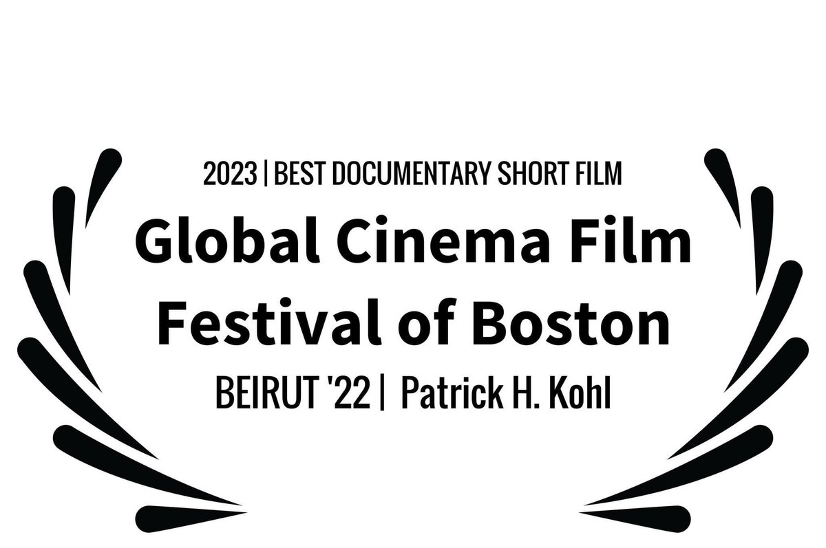 GCFFboston's tweet photo. CONGRATULATIONS to BEIRUT '22 &amp; Director @bettercallkohl!

On behalf of our team, It is with great pleasure to announce that the 2023 Global Cinema Film Festival of Boston BEST DOCUMENTARY SHORT FILM Award goes to Beirut '22.

TIX AVAILABLE @ https://t.co/FwKFcTxN3x https://t.co/7xaf9LyDDu