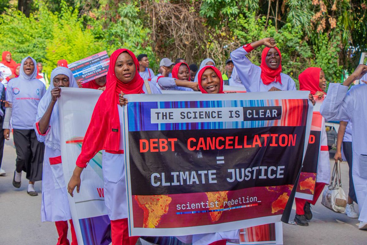 The protest was supported by <a href="/DebtforClimate/">Debt For Climate</a> which demands the cancellation of the global south's debts as a first step to delivering climate justice.

Communities of the global south didn't cause the climate crisis but face the most extreme impacts.

#LossAndDamage #DropTheDebt