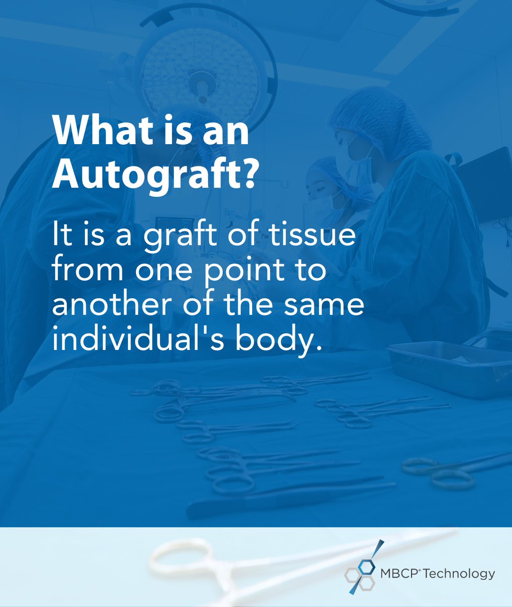 What is an #autograft?

This type of material is a graft of tissue from one point to another of the same individual's body. Autografts are commonly used in #reconstructivesurgery.

Stay tuned to learn more about the different types of bone grafts.