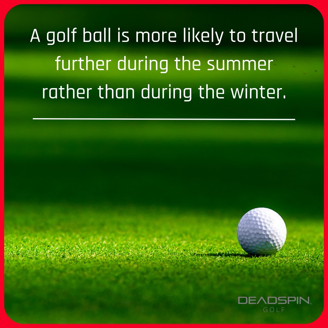 The colder days of the year have much denser air, which increases the drag on the ball and significantly lessens the distance it travels.

#facts #didyouknow #golfing #inspirational #golfdigest #golfersofinstagram #ball #golfinstruction #golftime #golfpractice #golfcart