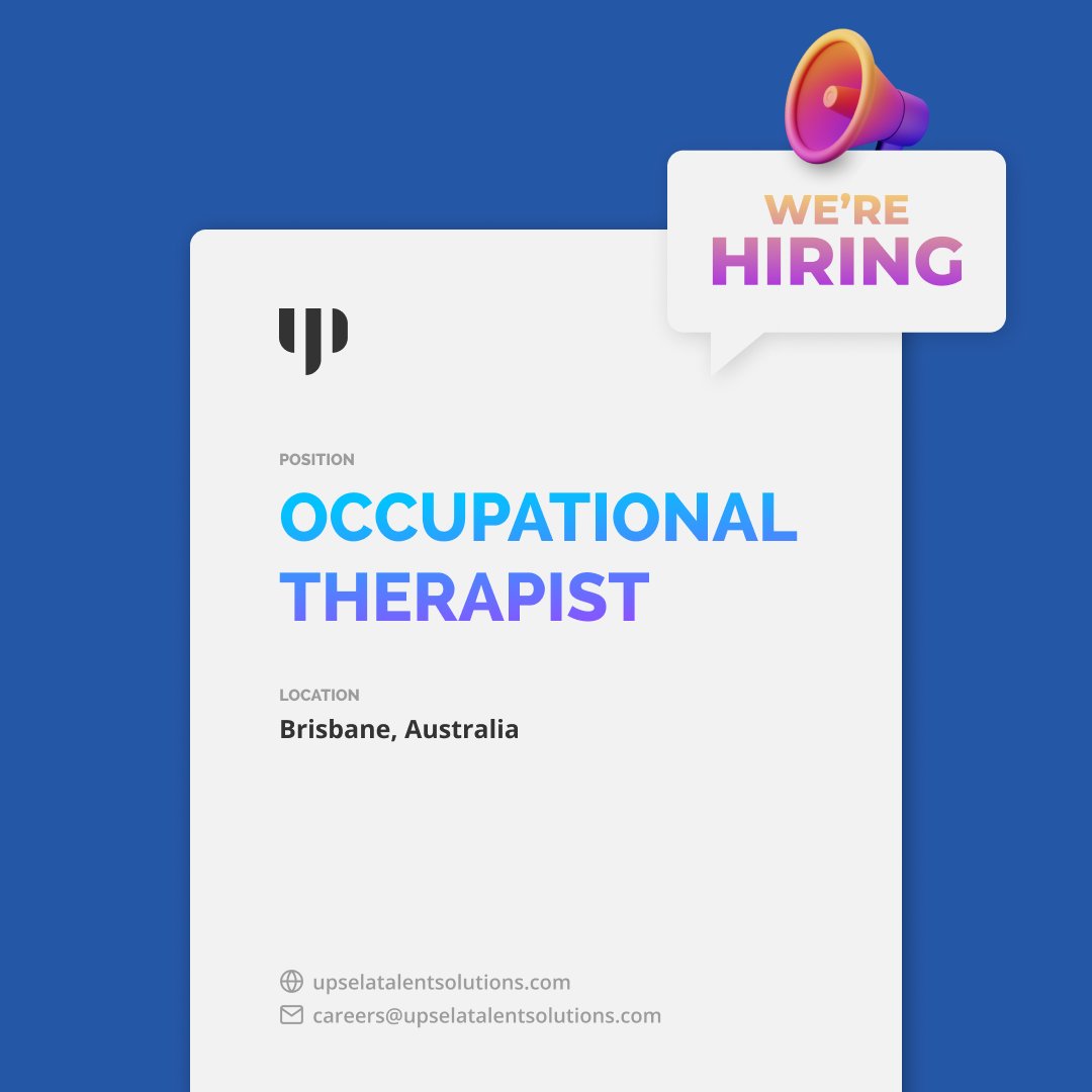 Calling all Occupational Therapists!

📍Brisbane, Australia
📢 Interested? Send your resume to: careers@upselatalentsolutions.com

#WeAreHiring  #OccupationalTherapist #Brisbane