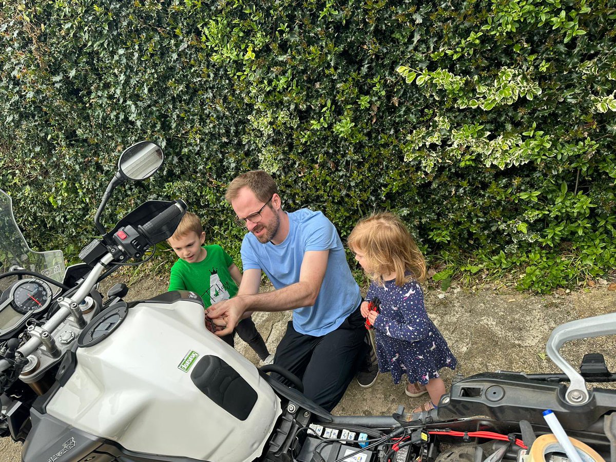 Poor <a href="/triumph/">TRIUMPH</a> is unwell. Won’t start and no obvious cause. Children were hugely helpful of course but to no avail! Pending some diagnostic help she’ll be off to someone far more qualified than I!

#Biker #Triumph #AdventureBike #ForTheRide