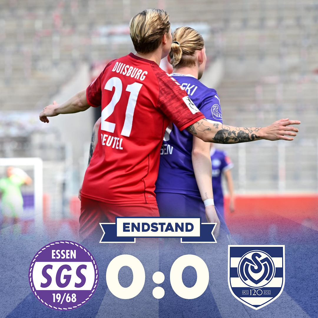 MSVDuisburg's tweet photo. Unsere #ZebraFrauen erkämpfen sich am Sonntag, 21. Mai 2023, bei der #SGS Essen einen weiteren wichtigen Punkt im Kampf um den Klassenerhalt! 💪 Nächsten Sonntag geht's beim letzten Heimspiel gegen Hoffenheim dann noch einmal um alles! 🔥
#SGSMSV #dieliga #120JahreMSV https://t.co/RaLGKdFiEM