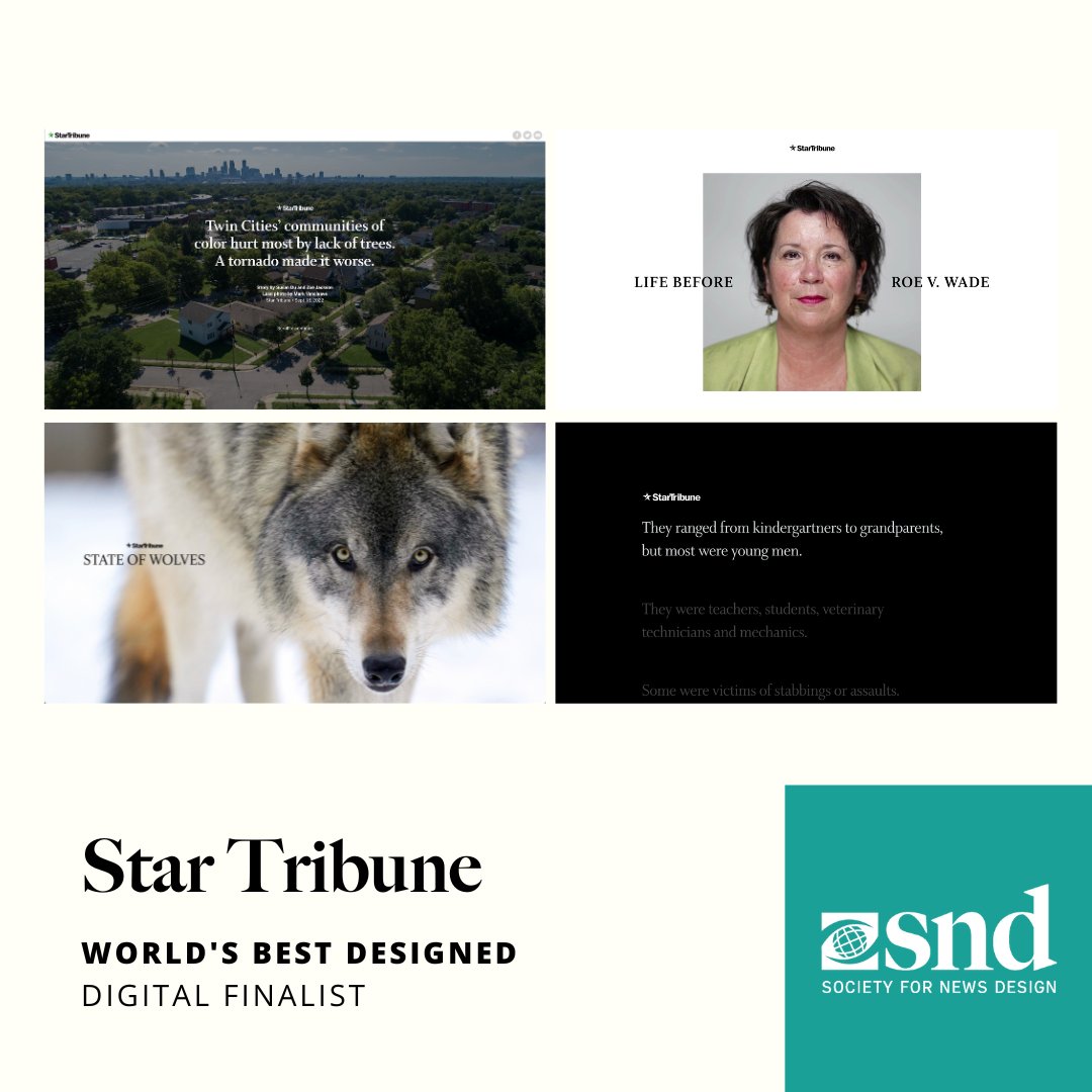 🚨 <a href="/StarTribune/">The Minnesota Star Tribune</a> 

Judges said: "Very polished for the size of the newsroom. The piece brought in emotion with videos - subtle but takes a tremendous amount of time. The photo selection is excellent and they excel at playing with subtlety and helping readers feel emotion."
