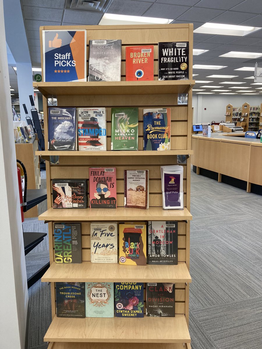 Our STAFF PICKS shelf is fully stocked - stop by for your next read! #HankinLibrary #staffpicks