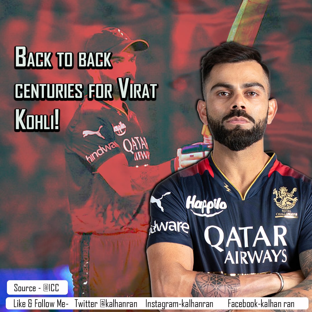 Back to back centuries for Virat Kohli !
#LKA #SriLanka #Cricket #RCBvGT #RCB #IPL2023 #LSGvRCB #ViratKohli #India 
twitter.com/IPL/status/166…