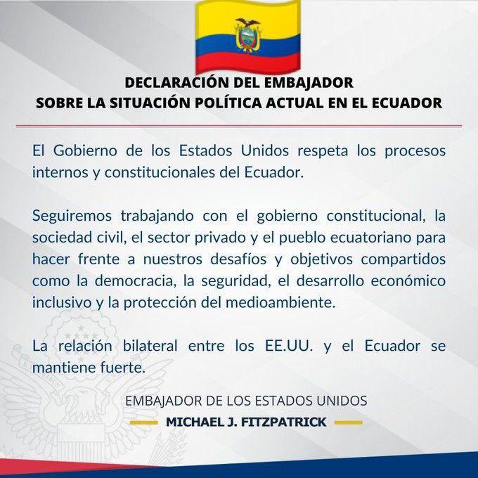 La doble moral del imperio Yankee!  El comunicado de #EEUU con respecto a la disolución del #Congreso en #Peru y la de #Ecuador
