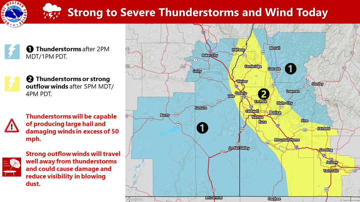 ⚠️⚡️The threat for strong to severe thunderstorms will come later this afternoon and evening. Stay weather aware and have more than one way to receive weather alerts. #idwx #orwx